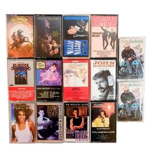 Lot of 14 Country Pop Rock R&B Cassette Tapes Willie Nelson Whitney Travis